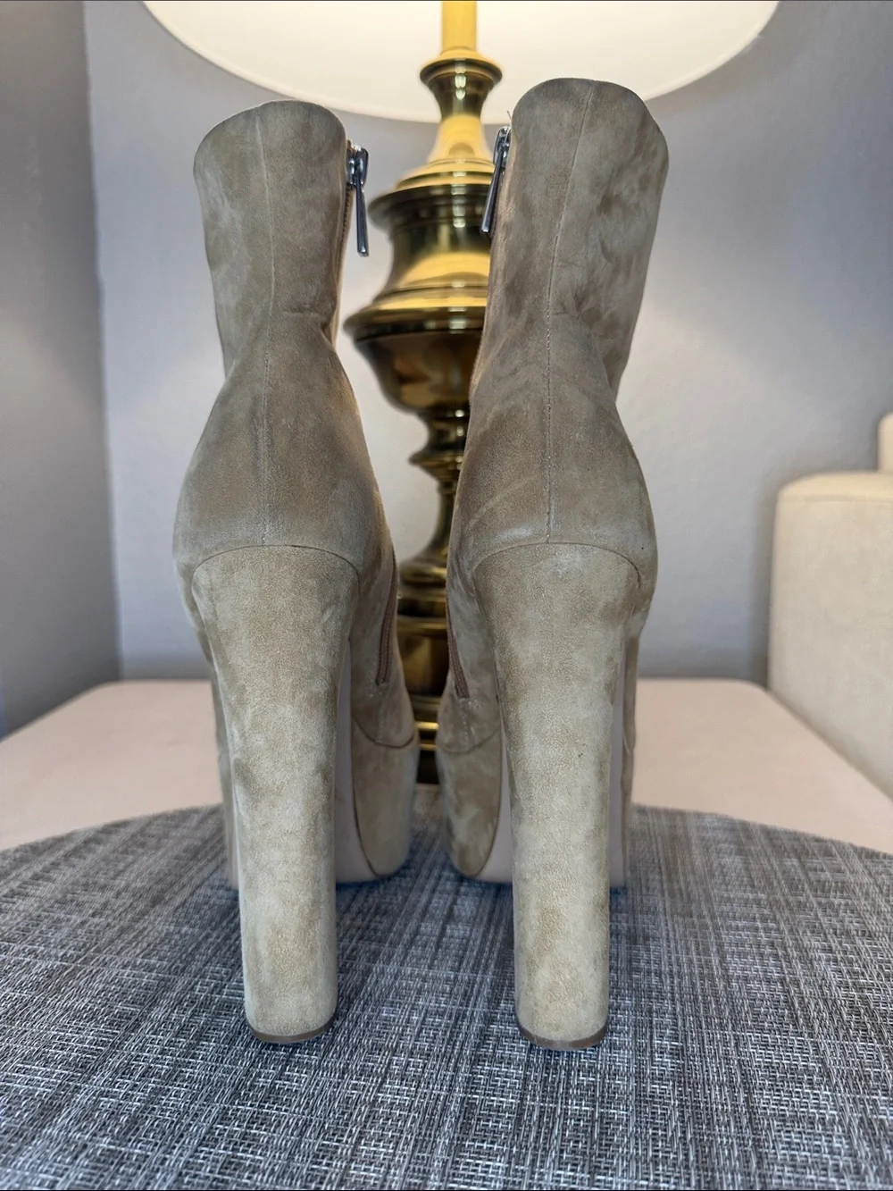 Steve Madden Taupe Suede Platform Ankle Boots